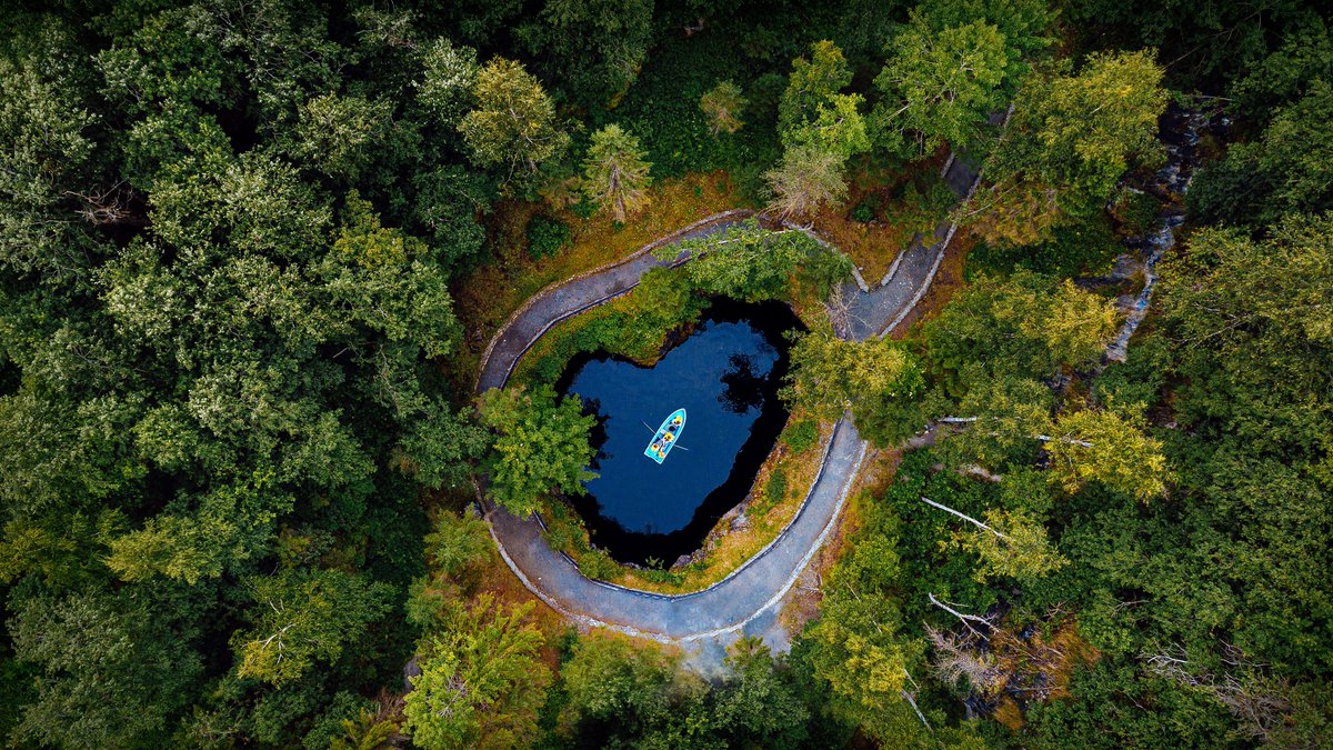 Underground lake in Ruskeala Mountain Park, Karelia, Russia