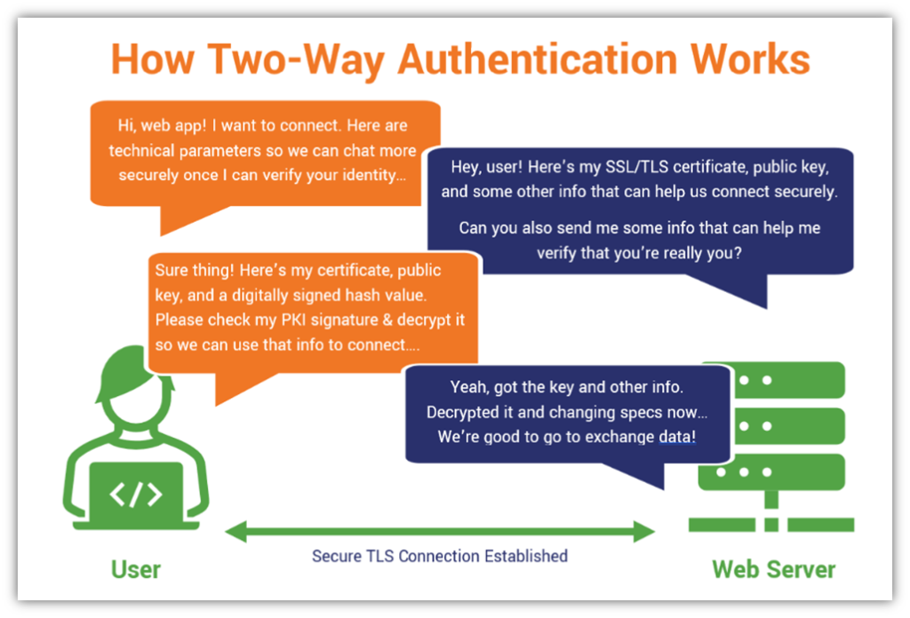 Two-way (mutual TLS) authentication conceptual illustration