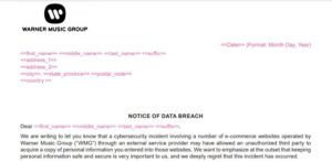 Warner Music Group data breach notice