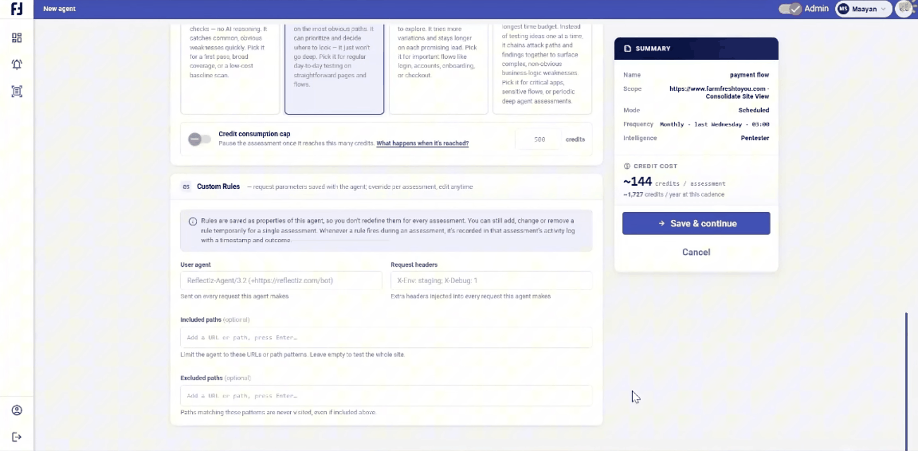 Configuring custom user agent, headers, and path rules for an Offensive Hub agent